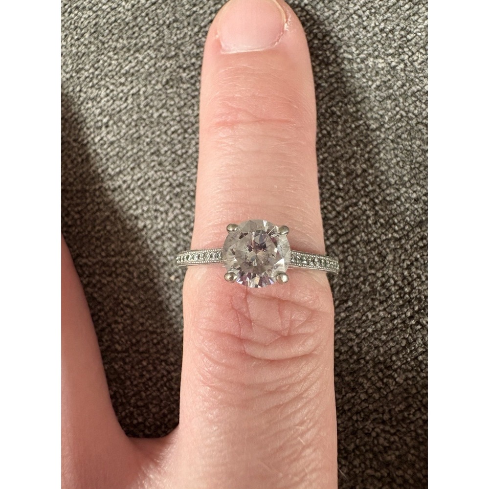 Sterling Silver Cubic Zirconia‎ Engagement Cocktail Ring 925 Size 6.5